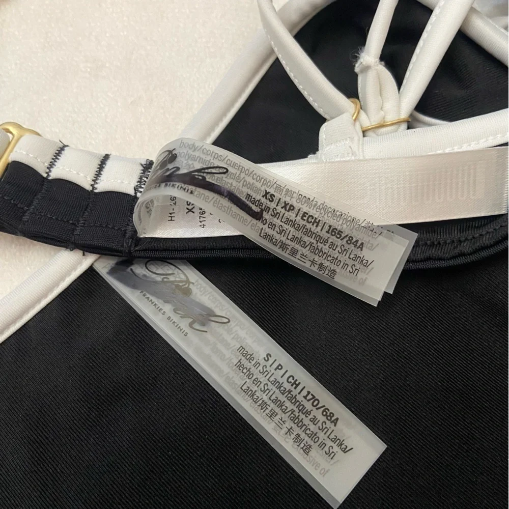 New! Frankie's Bikinis x PINK buttercup golden Black White Bikini 3990